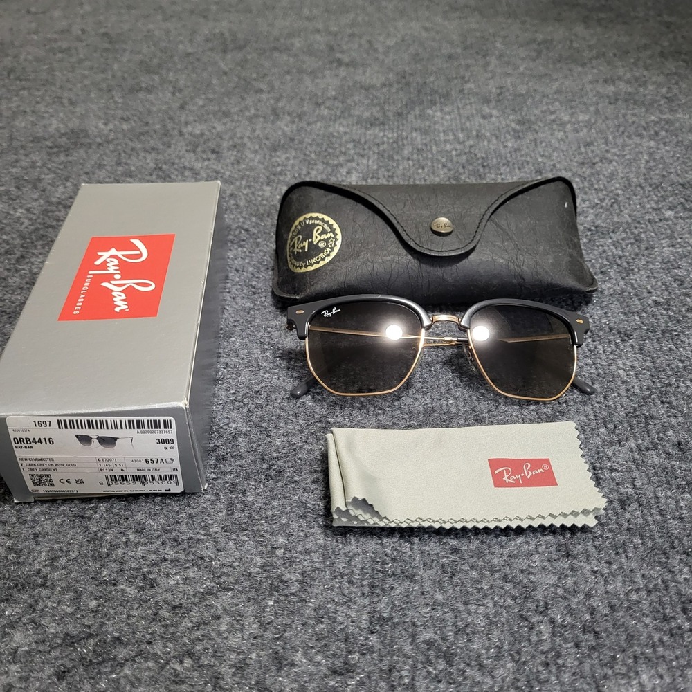 Ray-Ban Like New Clubmaster Sunglasses ORB4416 672071 Dark Grey Rose Gold 51mm